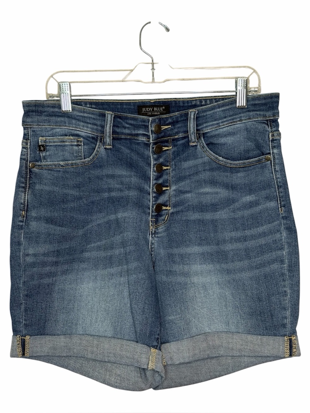 Judy Blue High Rise Mid Thigh Cuffed Button Fly Shorts Womens 1XL